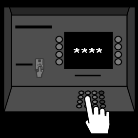 guichet automatique bancaire: entrez le code